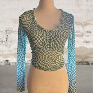 Lisa Says Gah White and Green Blouse